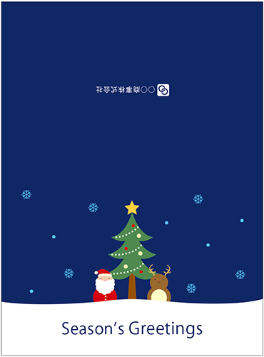 雪だるまサンタと雪だるまトナカイのかわいいクリスマスカード（二つ折りタイプ）